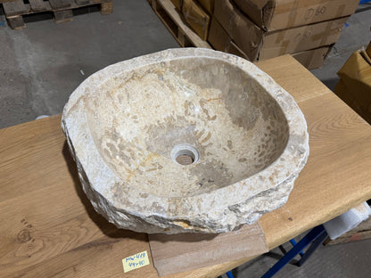 35-45cm Naturstein Waschbecken aus Beige Marmor – Stein Struktur