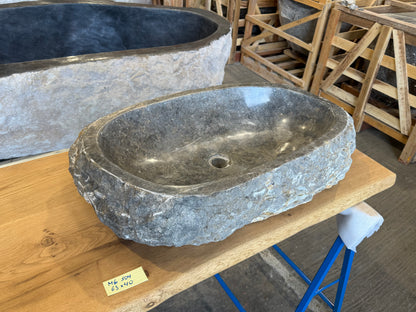 57 - 65cm Naturstein Waschbecken aus Grauem Marmor