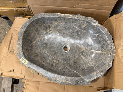 57 - 65cm Naturstein Waschbecken aus Grauem Marmor