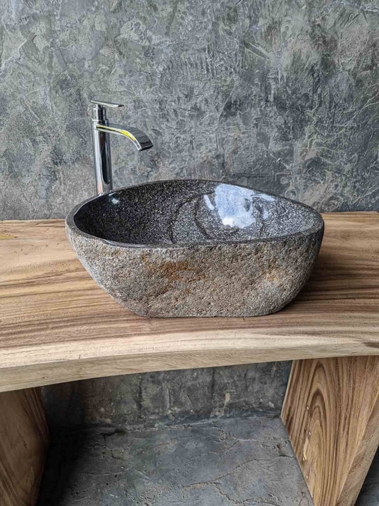 Naturstein Design Waschbecken aus Flussstein – Einzigartiges Unikat
