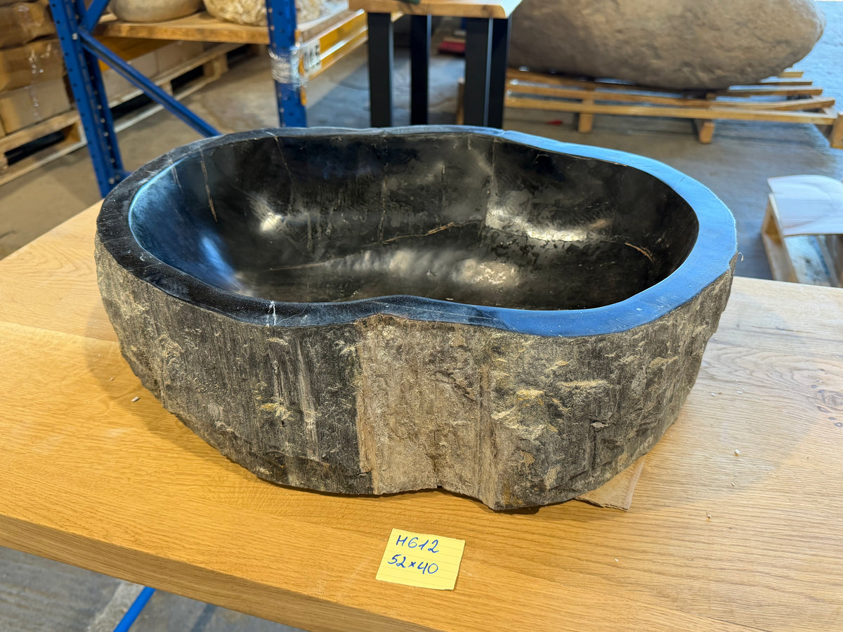 50-55cm Waschbecken aus versteinertem Holz – Ein Kunstwerk der Natur seit Millionen von Jahren