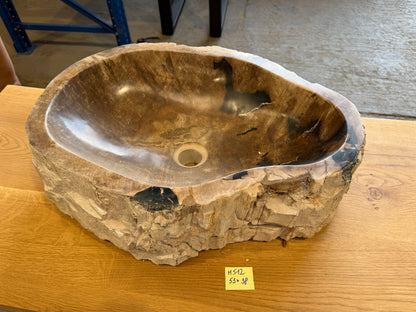50-55cm Waschbecken aus versteinertem Holz – Ein Kunstwerk der Natur seit Millionen von Jahren