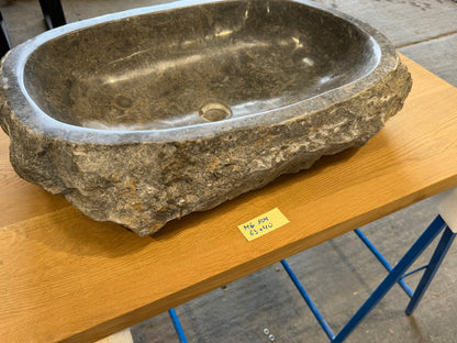 57 - 65cm Naturstein Waschbecken aus Grauem Marmor