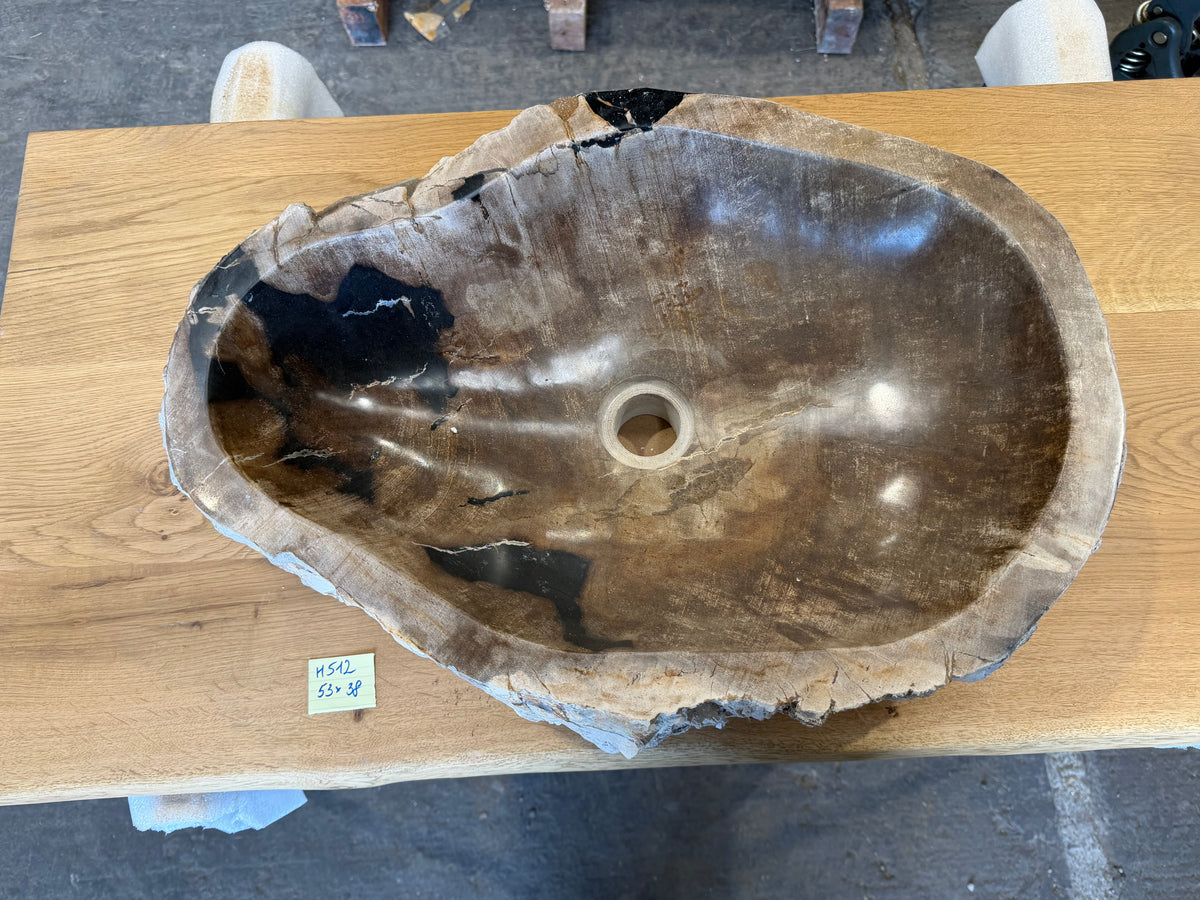 50-55cm Waschbecken aus versteinertem Holz – Ein Kunstwerk der Natur seit Millionen von Jahren
