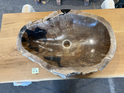 50-55cm Waschbecken aus versteinertem Holz – Ein Kunstwerk der Natur seit Millionen von Jahren