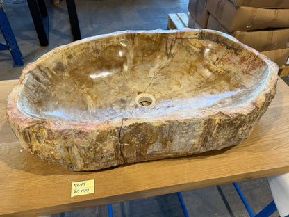 60cm Waschbecken aus versteinertem Holz – Ein Kunstwerk der Natur seit Millionen von Jahren
