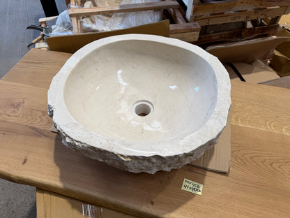 35-45cm Naturstein Waschbecken aus Beige Marmor – Stein Struktur