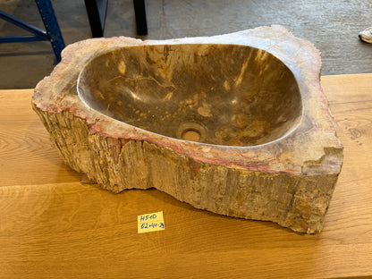 50-55cm Waschbecken aus versteinertem Holz – Ein Kunstwerk der Natur seit Millionen von Jahren