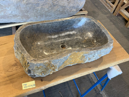 57 - 65cm Naturstein Waschbecken aus Grauem Marmor