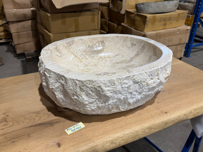 45-50cm Naturstein Waschbecken aus Beige Marmor – Stein Struktur