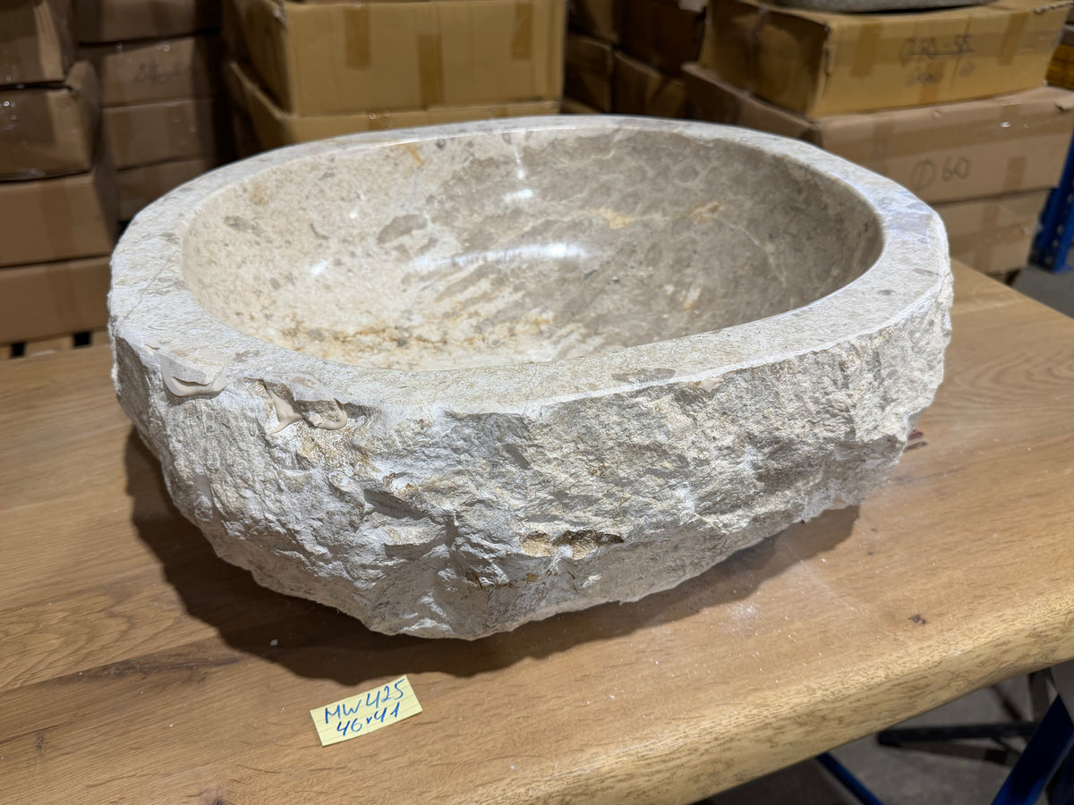 45-50cm Naturstein Waschbecken aus Beige Marmor – Stein Struktur