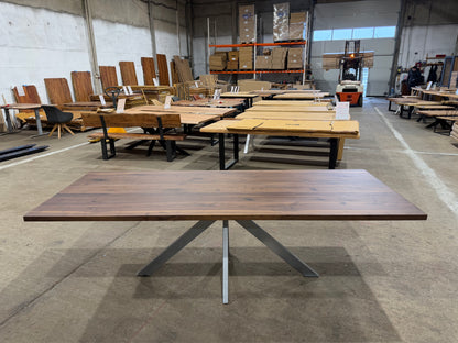 Nussbaum Tisch 250x100cm 4cm dicke | GeradeKante Laciert | inkl Spider Beine