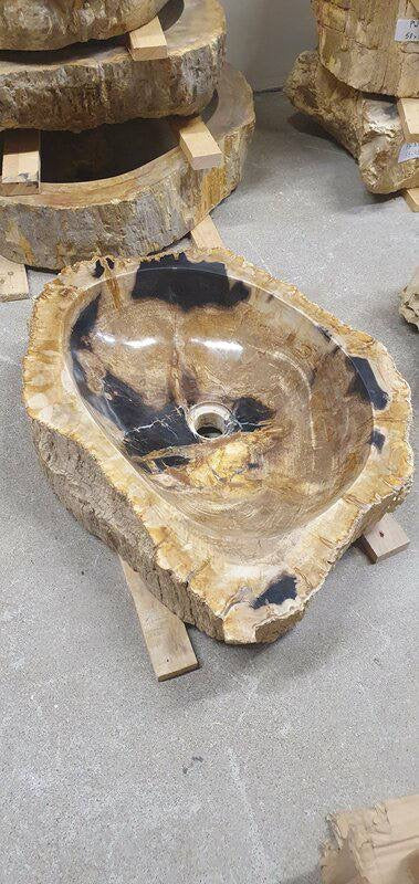 Waschbecken aus versteinertem Holz – Ein Kunstwerk der Natur seit Millionen von Jahren
