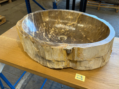 60cm Waschbecken aus versteinertem Holz – Ein Kunstwerk der Natur seit Millionen von Jahren