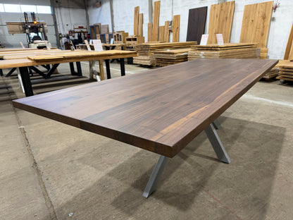 Nussbaum Tisch 250x100cm 4cm dicke | GeradeKante Laciert | inkl Spider Beine