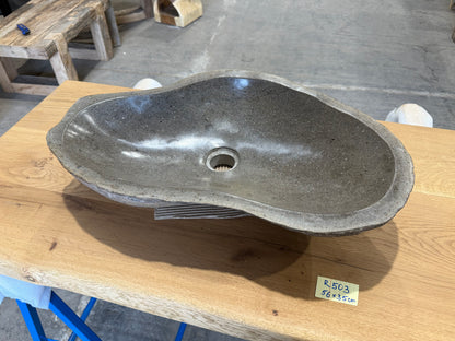 Naturstein Design Waschbecken aus Flussstein in 40-70cm  – Einzigartiges Unikat