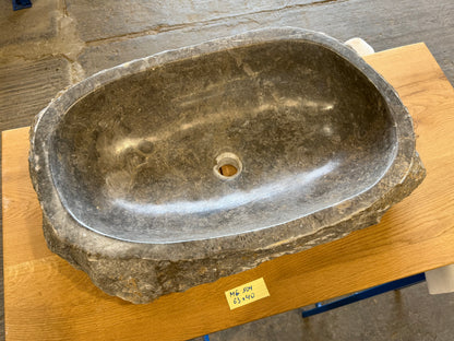 57 - 65cm Naturstein Waschbecken aus Grauem Marmor