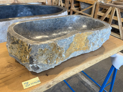 57 - 65cm Naturstein Waschbecken aus Grauem Marmor