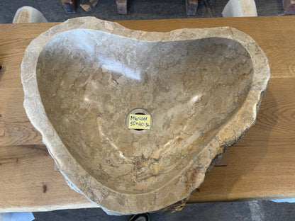 45-50cm Naturstein Waschbecken aus Beige Marmor – Stein Struktur