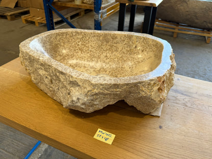 50 - 55cm Naturstein Waschbecken aus Beige Marmor – Stein Struktur