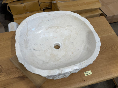 45-50cm Naturstein Waschbecken aus Beige Marmor – Stein Struktur