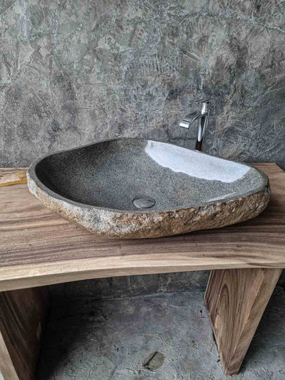 Naturstein Design Waschbecken aus Flussstein – Einzigartiges Unikat