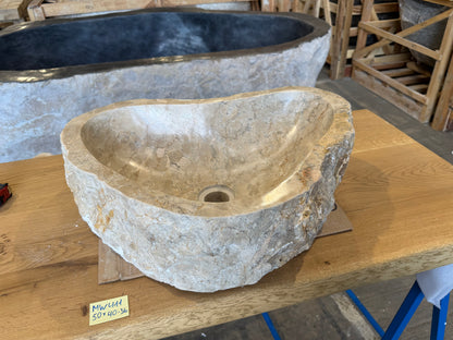 45-50cm Naturstein Waschbecken aus Beige Marmor – Stein Struktur