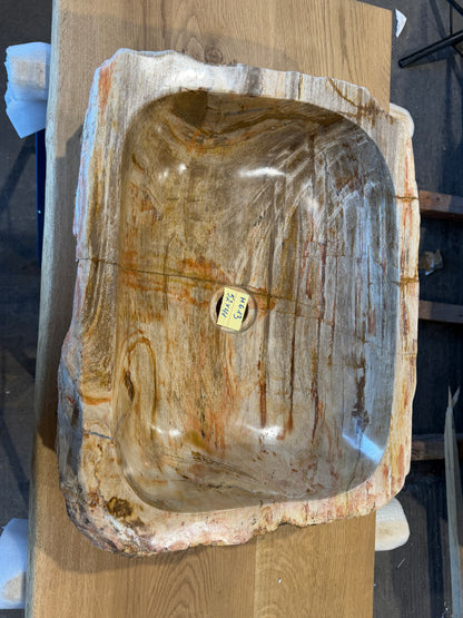 50-55cm Waschbecken aus versteinertem Holz – Ein Kunstwerk der Natur seit Millionen von Jahren