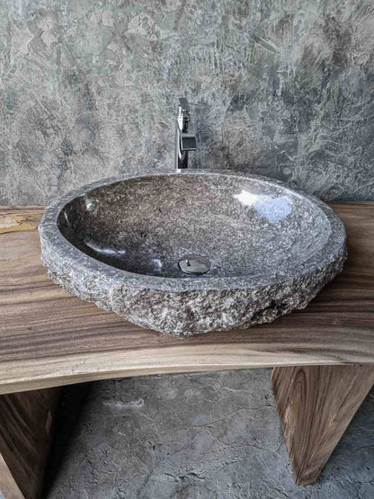 Luxuriöses Naturstein Waschbecken aus Grauem Marmor – Ein echtes Unikat