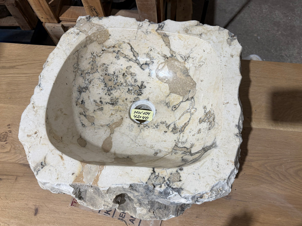 35-45cm Naturstein Waschbecken aus Beige Marmor – Stein Struktur