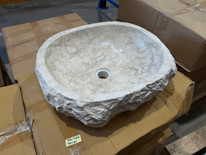 45-50cm Naturstein Waschbecken aus Beige Marmor – Stein Struktur