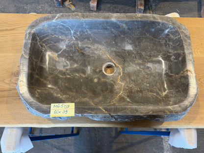 57 - 65cm Naturstein Waschbecken aus Grauem Marmor