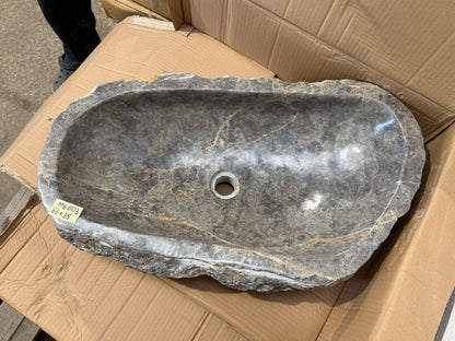 57 - 65cm Naturstein Waschbecken aus Grauem Marmor