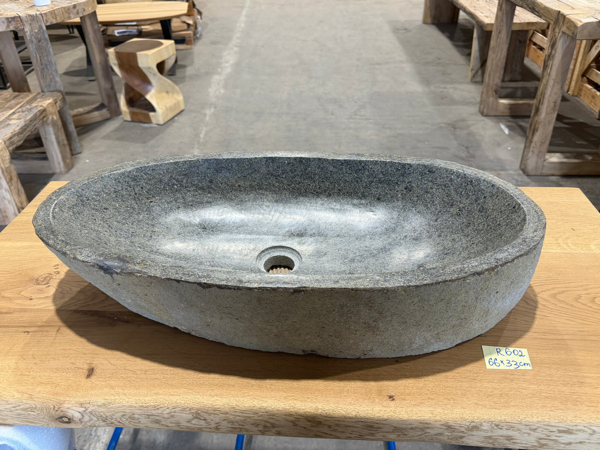 Naturstein Design Waschbecken aus Flussstein in 40-70cm  – Einzigartiges Unikat