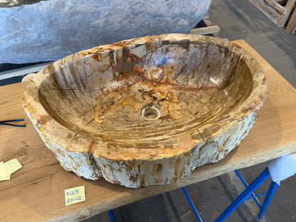 60cm Waschbecken aus versteinertem Holz – Ein Kunstwerk der Natur seit Millionen von Jahren