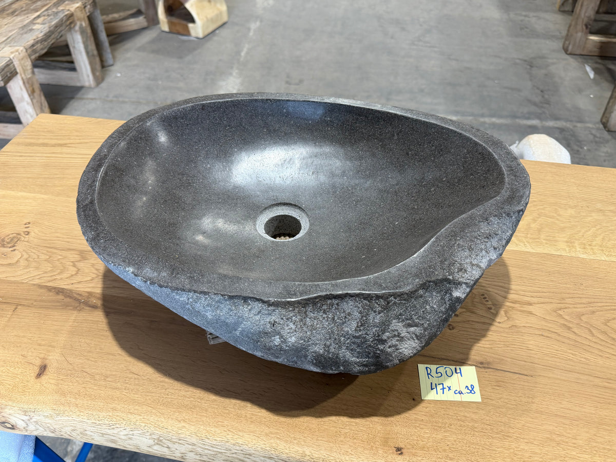 Naturstein Design Waschbecken aus Flussstein in 40-70cm  – Einzigartiges Unikat