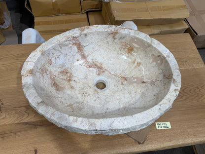 45-50cm Naturstein Waschbecken aus Beige Marmor – Stein Struktur