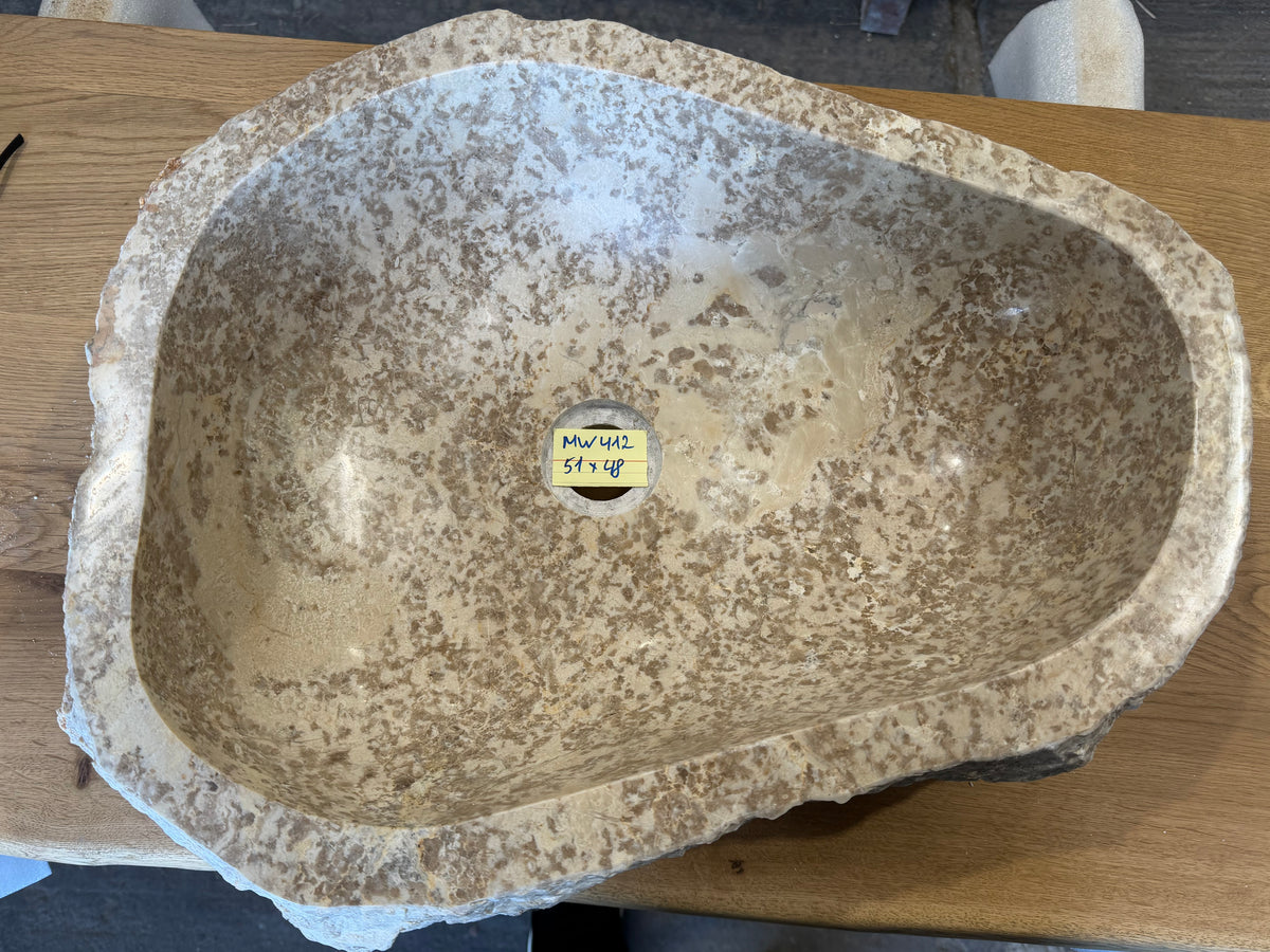 50 - 55cm Naturstein Waschbecken aus Beige Marmor – Stein Struktur
