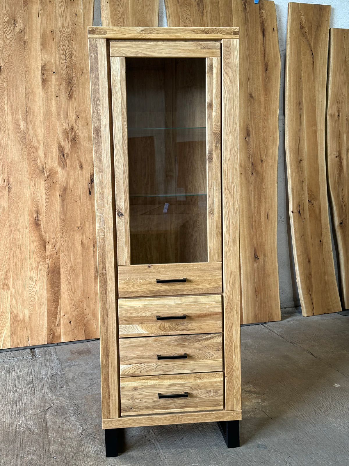 Vitrine Eiche Massiv Holz Soft-Close –