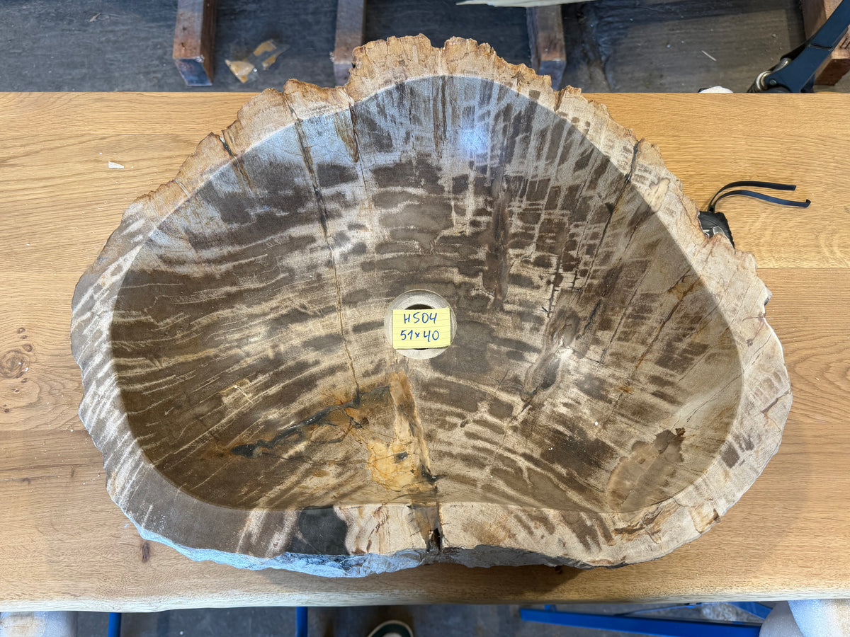 50-55cm Waschbecken aus versteinertem Holz – Ein Kunstwerk der Natur seit Millionen von Jahren