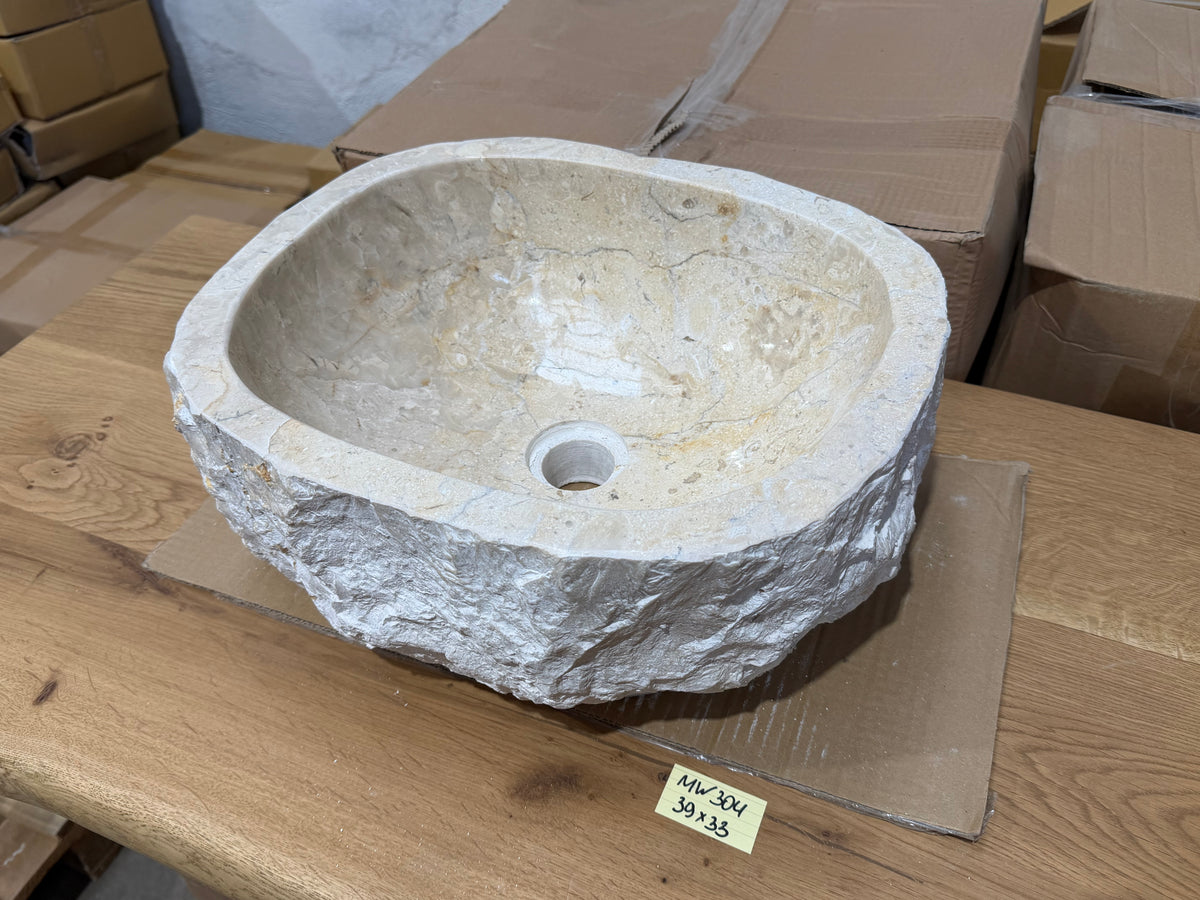 35-45cm Naturstein Waschbecken aus Beige Marmor – Stein Struktur