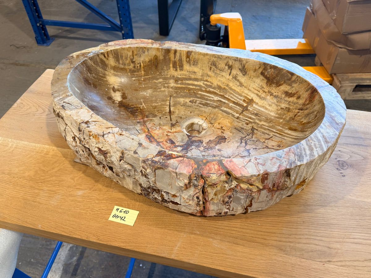 60cm Waschbecken aus versteinertem Holz – Ein Kunstwerk der Natur seit Millionen von Jahren