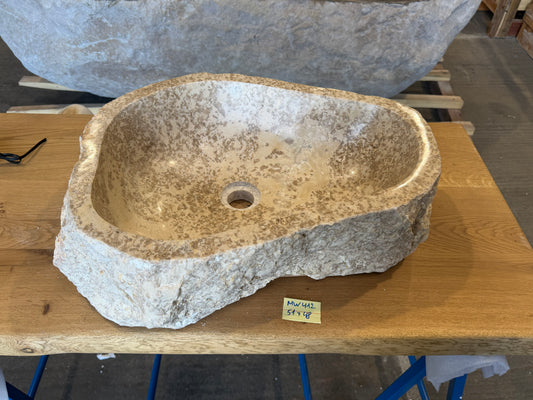 50 - 55cm Naturstein Waschbecken aus Beige Marmor – Stein Struktur