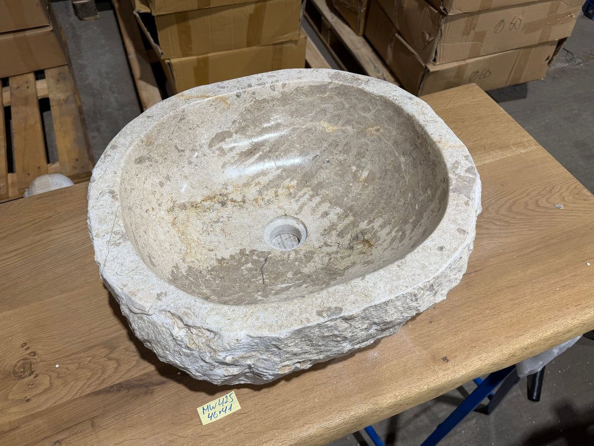 45-50cm Naturstein Waschbecken aus Beige Marmor – Stein Struktur