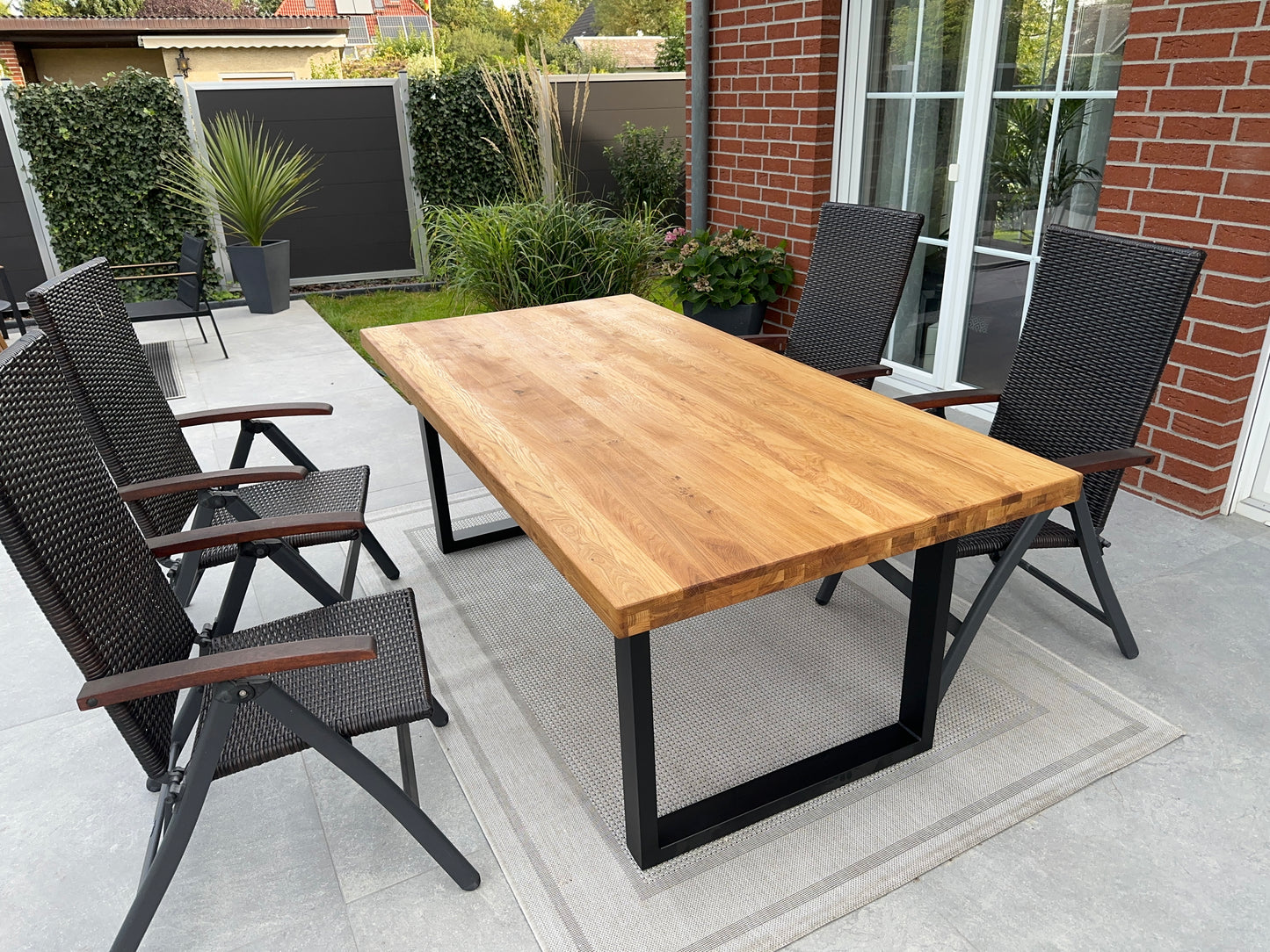 Tisch Eiche Massivholz 6cm dick 200x100cm mit Gestell