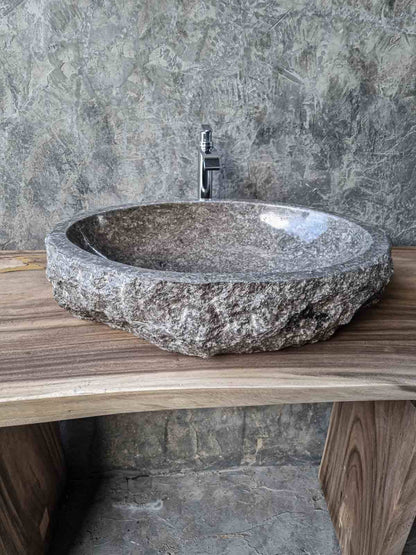Luxuriöses Naturstein Waschbecken aus Grauem Marmor – Ein echtes Unikat