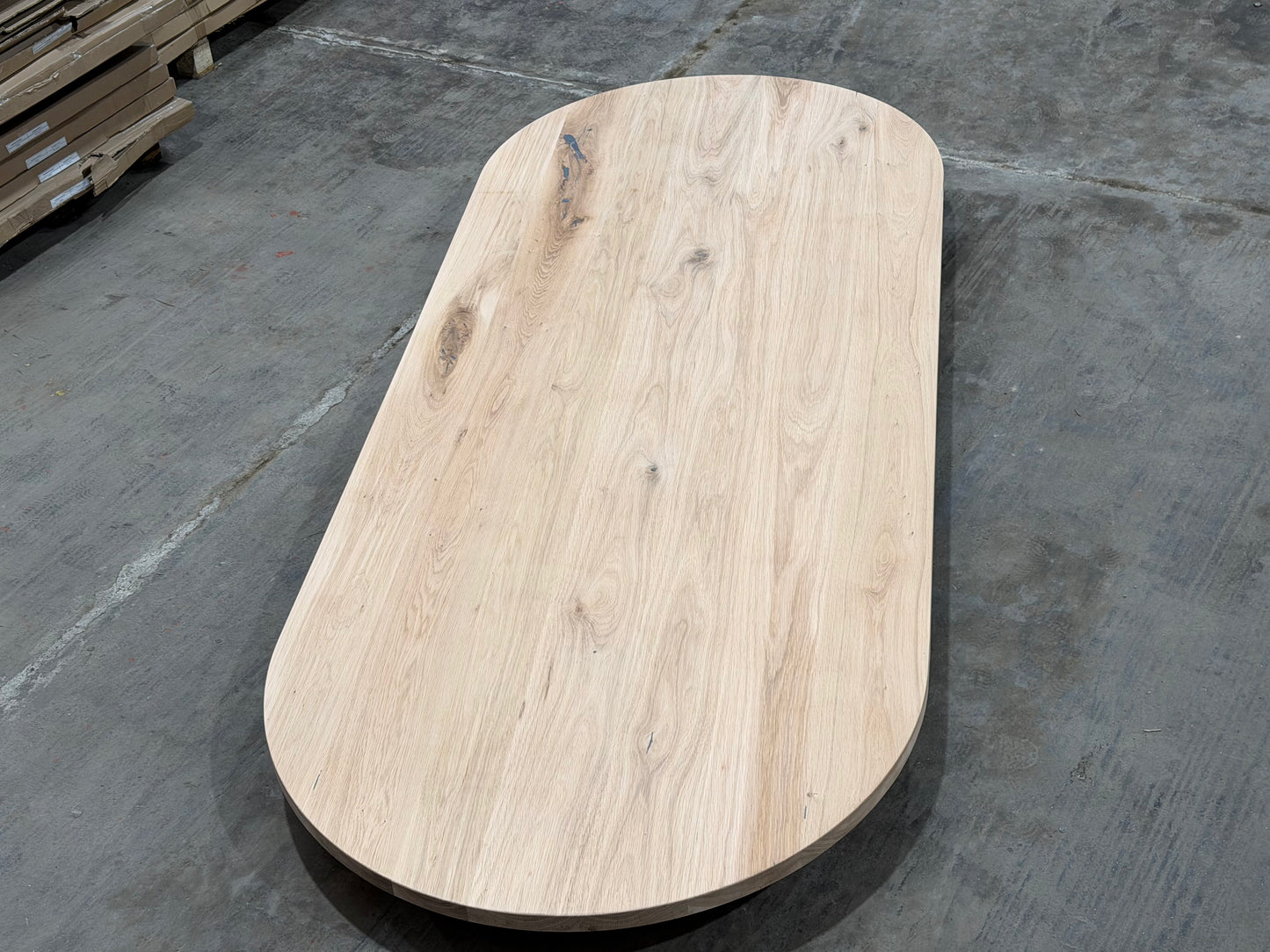 Massive Eichen-Tischplatte „Aurora“ – 300 × 120 cm – 4 cm – Oval