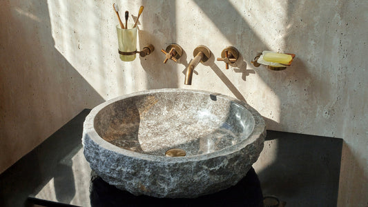 Luxuriöses Naturstein Waschbecken aus Marble Grey Marmor – Ein echtes Unikat