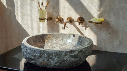 Luxuriöses Naturstein Waschbecken aus Marble Grey Marmor – Ein echtes Unikat