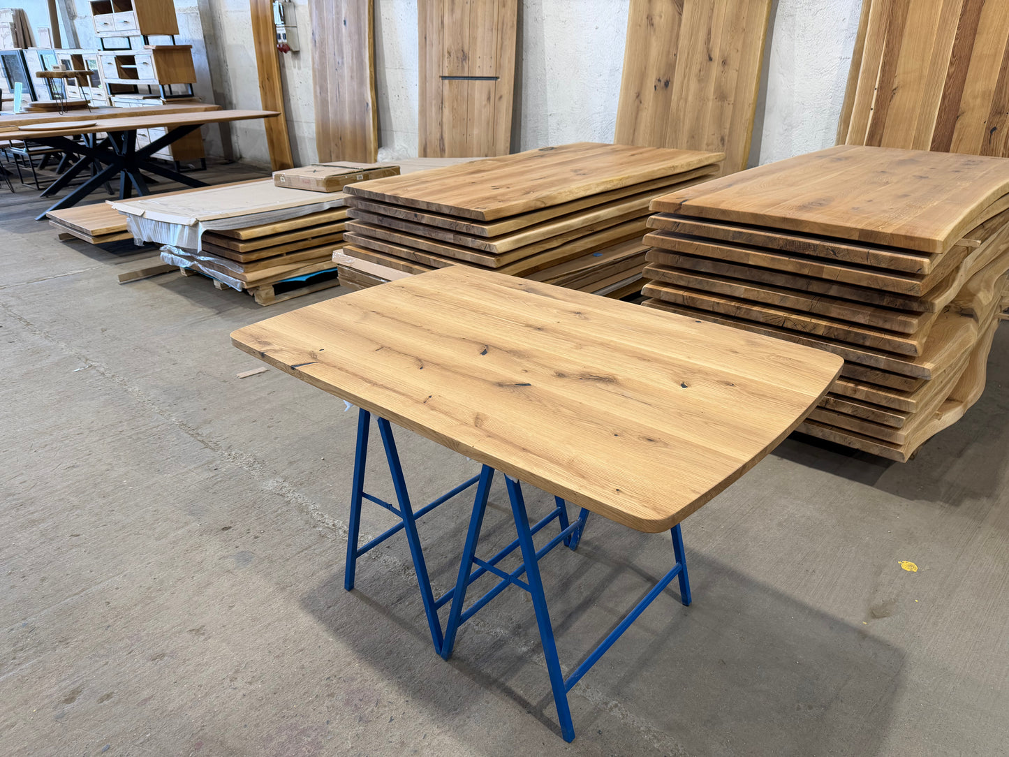 Massive Eiche Tischplatte 120 × 80 × 4 cm – geölt mit breiter Schweizer Kante & abgerundeten Ecken